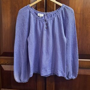 Vintage Dolphin California Purple Crochet Long Sleeve Sweater Size 12 / L